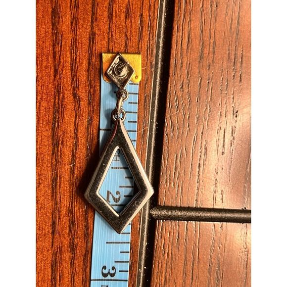 Geometric Drop Steel Gray Metal Earrings! - Picture 8 of 8